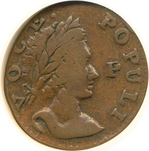 image for: 1760 1/2 P Hibernia-VOCE POPULI, P at Face NGC VF25 BN