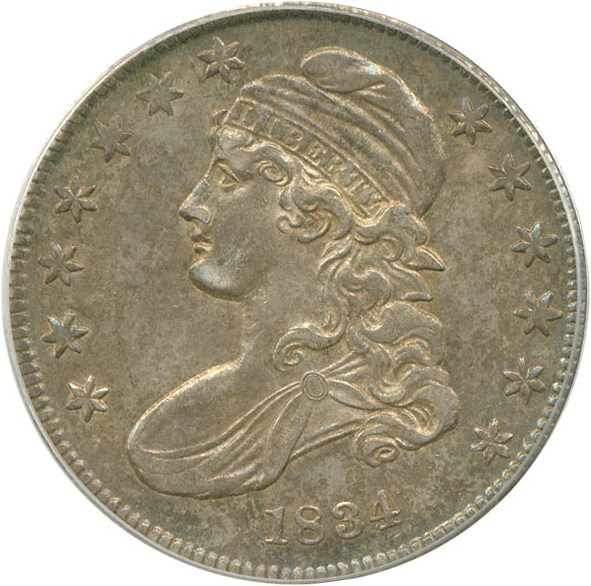 image for: 1834 50c Small Date Sm Let PCGS AU58
