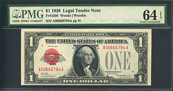 image for: Fr.1500 1928 $1  PMG Choice CU64 EPQ [A00666794A]