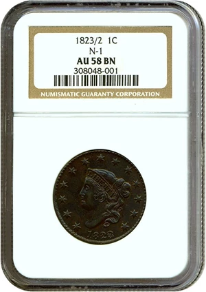 image for: 1823/2 1c NGC AU58 BN (N-1)