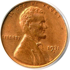 image for: 1931-S 1c PCGS MS64 RD