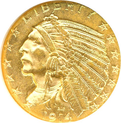 image for: 1914-D $5  NGC MS62