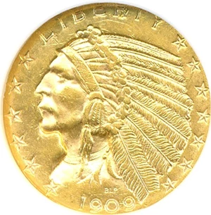 image for: 1909-D $5 NGC MS62
