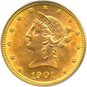 image for: 1901 $10 PCGS MS62