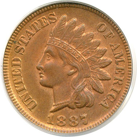 image for: 1887 1c  PCGS MS63 RB