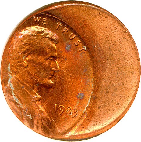 image for: Error: 1983 1c  NGC MS63 RD - Off Center