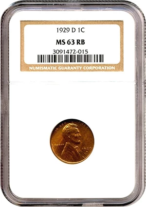 image for: 1929-D 1c NGC MS63 RB