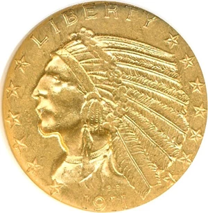 image for: 1911-D $5 NGC AU58