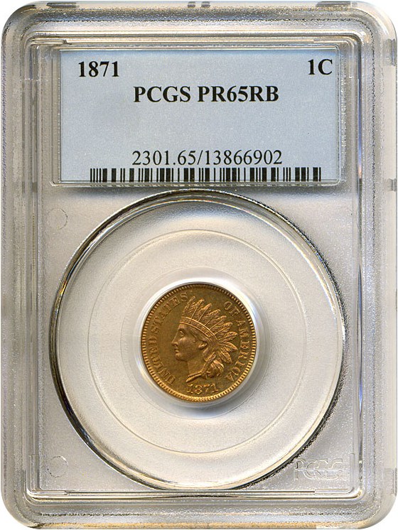 image for: 1871 1c  PCGS Proof 65 RB