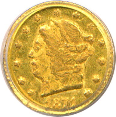 image for: Cal Gold: 1871 25c PCGS MS62 (BG-813)