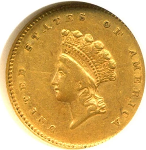 image for: 1854 G$1 Ty.2 NGC AU53