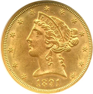 image for: 1891-CC $5 NGC MS62