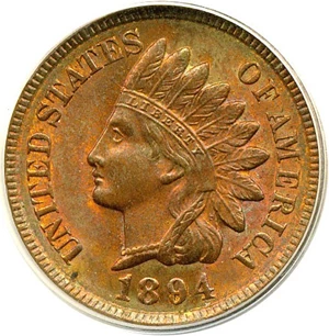 image for: 1894 1c ANACS MS62 RB
