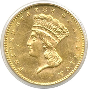 image for: 1861 G$1 PCGS MS63