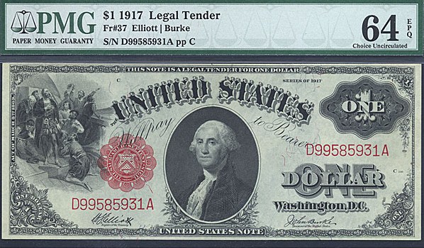 image for: Fr.37 1917 $1 Sawhorse PMG Choice CU64 EPQ  [D99585931A]