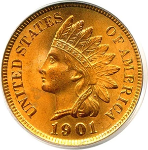 image for: 1901 1c PCGS MS65 RD