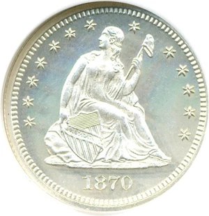 image for: 1870 25c NGC Proof 63 Cameo