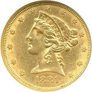 image for: 1881 $5 NGC AU58