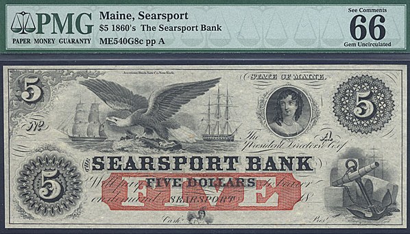 1860 Searsport, ME $5 (Fr. 3030)