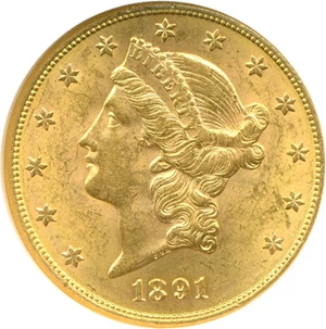image for: 1891-S $20 NGC MS62