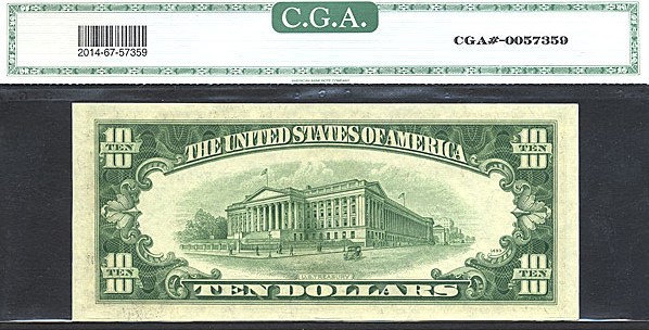 image for: Fr.2014G 1950D $10 Dark Green Seal CGA Gem CU67  [G25516854H]