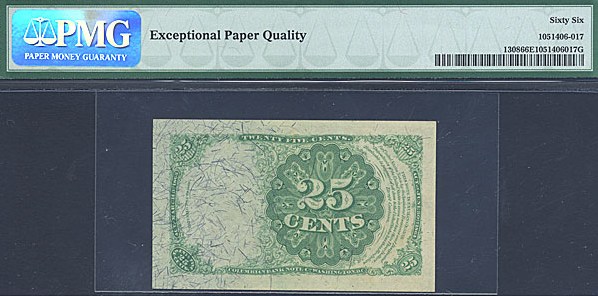 image for: Fractional Currency: Fr.1308  25-Cent Bust of Robert Walker. PMG Gem CU66 EPQ  [1051406017]