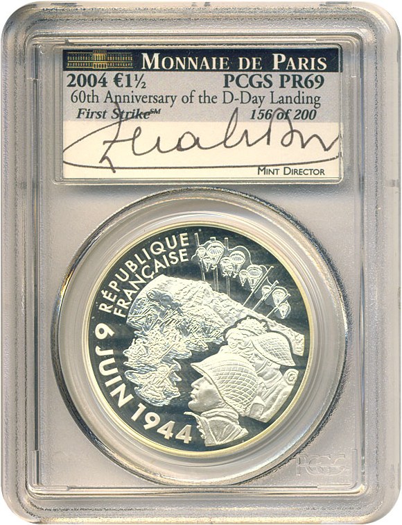 image for: France: 1 1/2 Euro 2004 Proof 69 First Strike - Monnaie de Paris PCGS Proof 69 *Autographed by Mint Director*