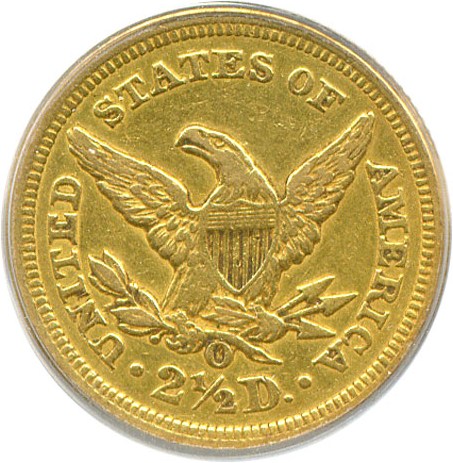 image for: 1843-O $2 1/2 Small Date PCGS XF45