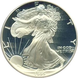 image for: 1995-P $1 Silver Eagle PCGS Proof 69 DCameo