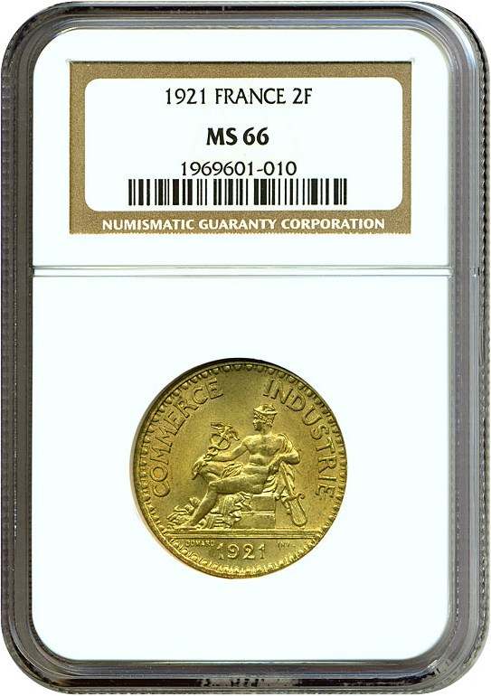 image for: France: 1921 2 Fr  NGC MS64   