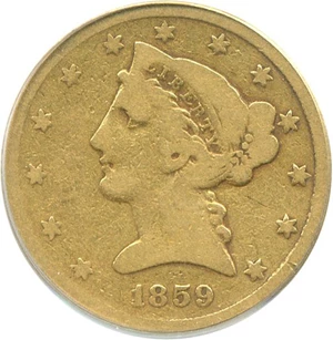 image for: 1859-C $5 PCGS Good-4