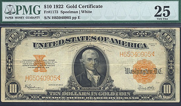 image for: Fr.1173 1922 $10  PMG VF25  [H65040905]