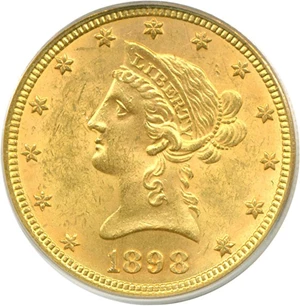 image for: 1898 $10 PCGS MS61