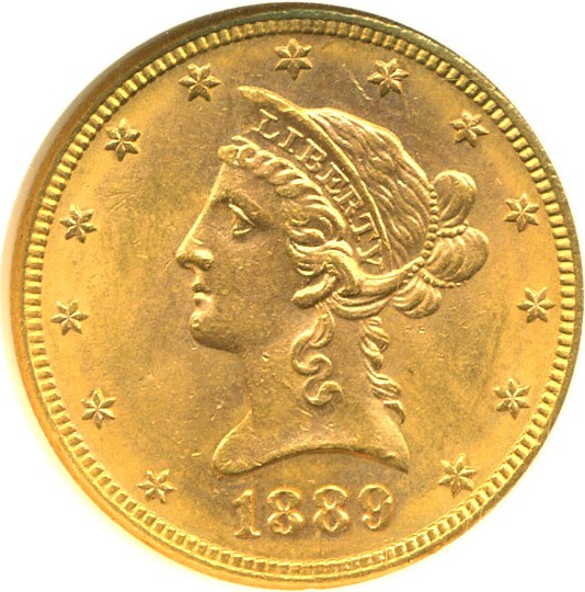 image for: 1889-S $10  NGC MS63