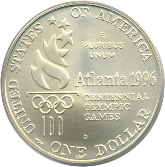image for: 1996-D $1 Olympic Rowing PCGS MS69 