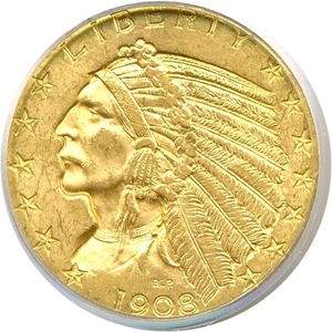 image for: 1908-D $5 PCGS MS63