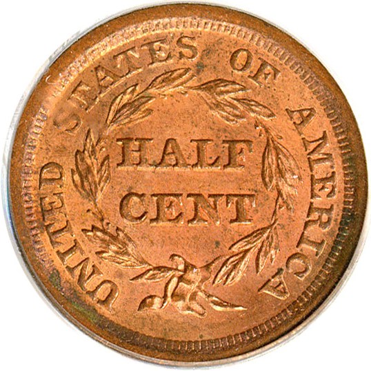 image for: 1855 1/2c  PCGS MS62 RD