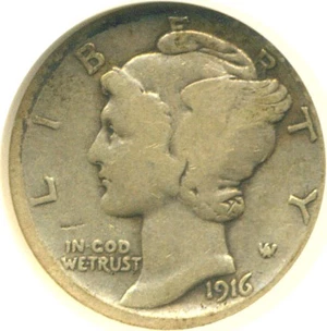 image for: 1916-D 10c ANACS VG10
