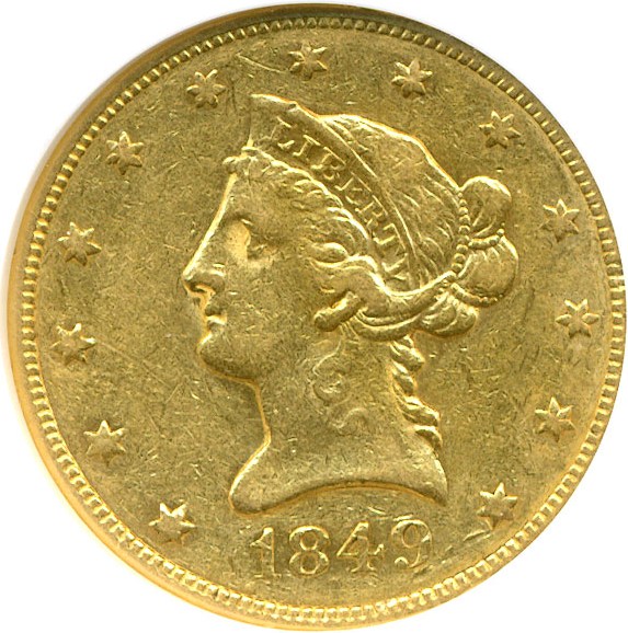image for: 1849 $10  NGC AU50