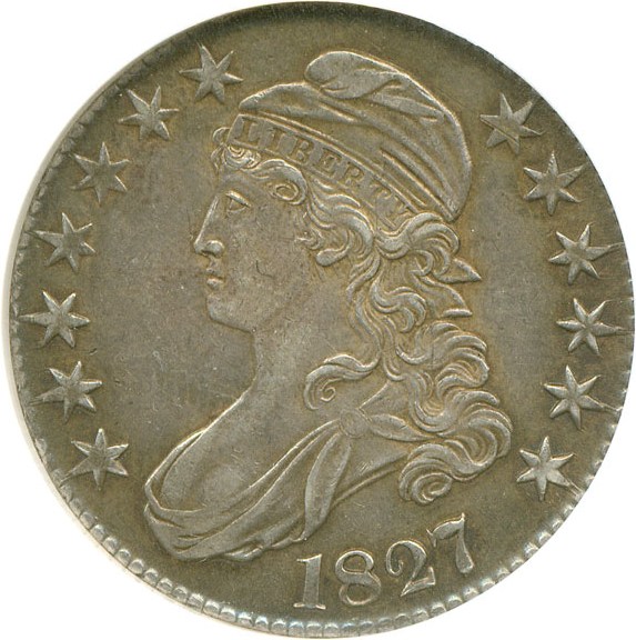 image for: 1827 50c Square 2 NGC AU55 (O-106)