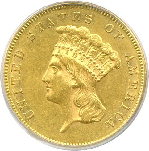 image for: 1855 $3  PCGS AU58
