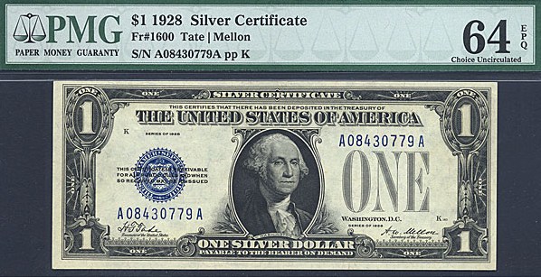 image for: Fr.1600 1928 $1  PMG Choice CU64 EPQ  [A08430779A]