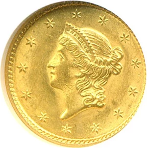 image for: 1853 G$1 NGC MS62