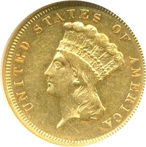 image for: 1874 $3 NGC AU55