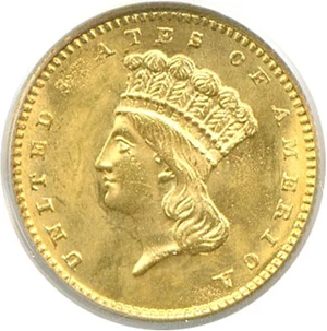 image for: 1861 G$1 PCGS MS64
