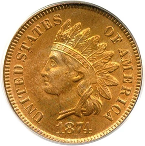 image for: 1874 1c PCGS MS64 RD