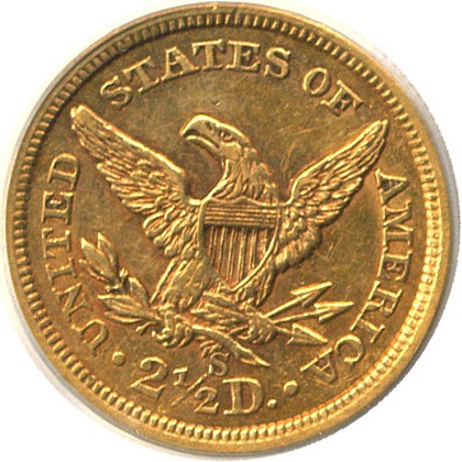 image for: 1868-S $2 1/2  PCGS AU50 