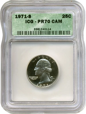 image for: 1971-S 25c ICG Proof 70 Cameo