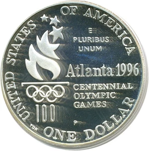 image for: 1996-P $1 Olympic Rowing PCGS Proof 68 DCameo