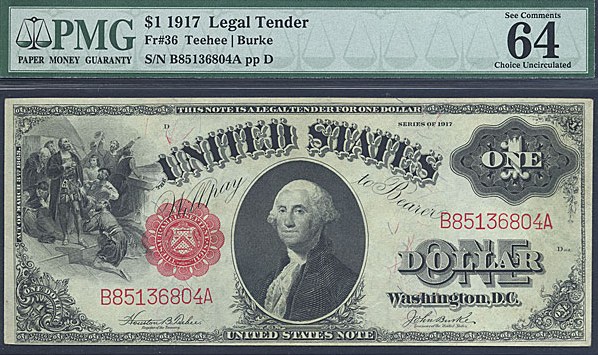 image for: Fr.36 1917 $1 Sawhorse PMG Choice CU64 EPQ [B85136804A]